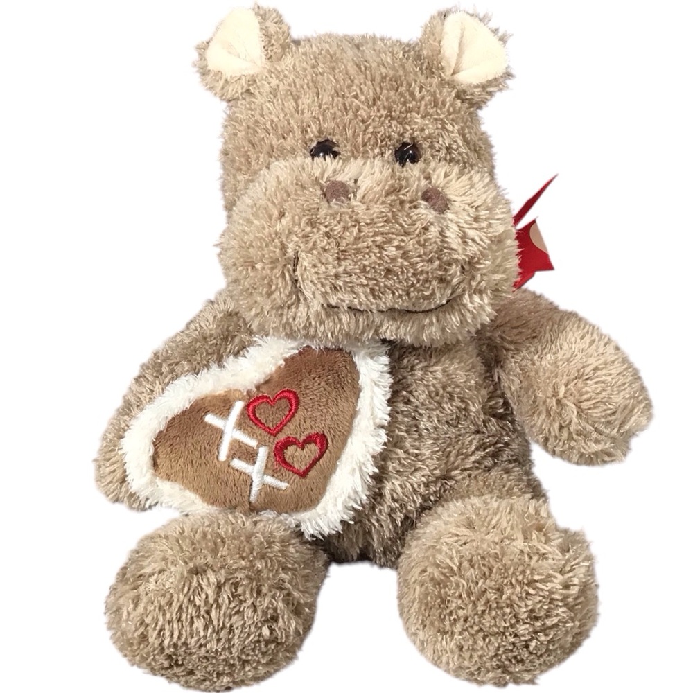Dan Dee Hippo Stuffed Animal Plush Red White Bow Tie X Hearts Toy